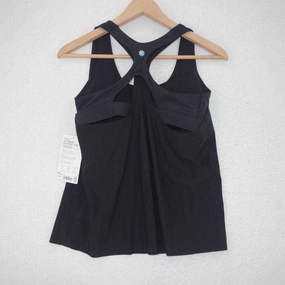 Athleta Women's Medium Tank Top 2-In-1 Ultimate Support Sleeveless Black NEW - Picture 6 of 8